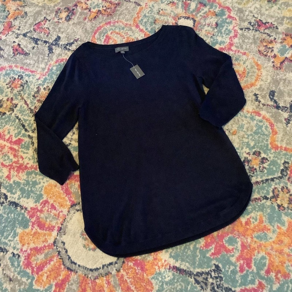 THE LIMITED Navy 3/4 Sweater S NWT